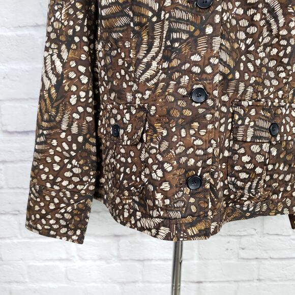Chico's Sz 3 Brown Animal Print Stretch Cotton Jacket Chico's Sz XL 16 - Picture 4 of 14